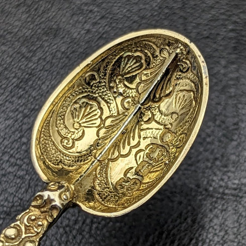 1901 年英國古董純銀鍍金膏勺 12 件套在一個盒子裡